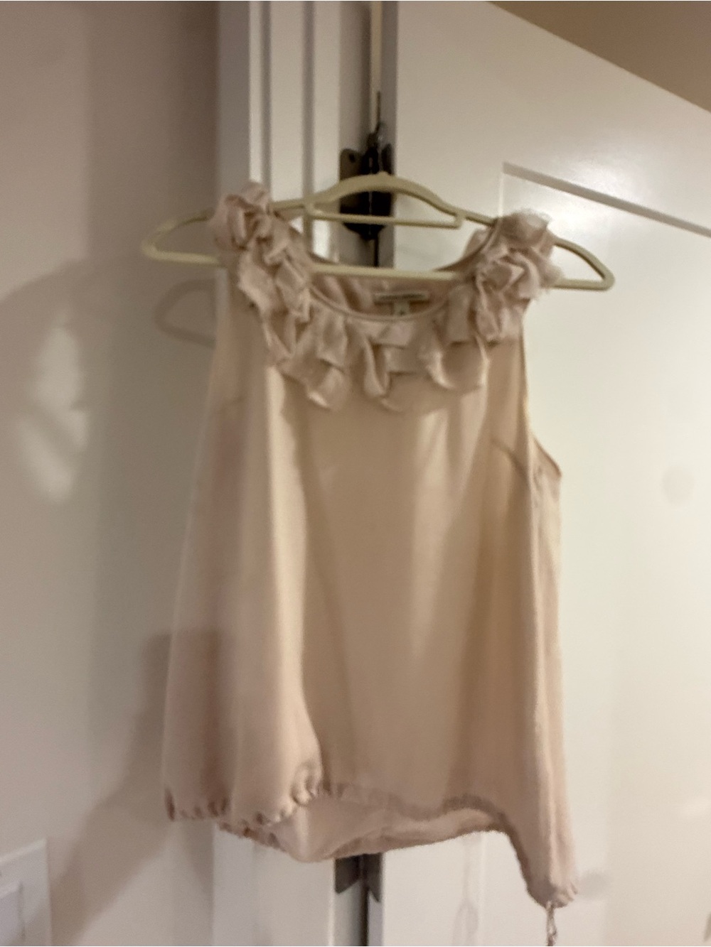 Banana Republic Sleeveless Ruffle-Neck Blouse - Light Beige